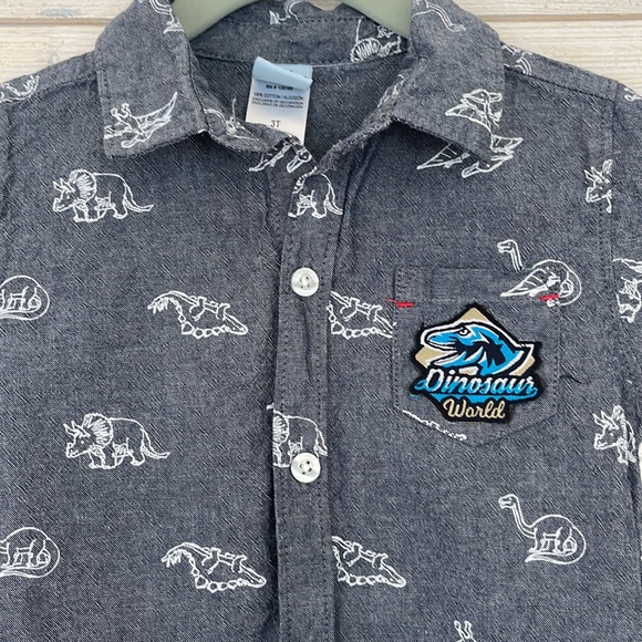 Little Lad Dinosaur Button-Down Short-sleeve Shirt - size 3T - Picture 2 of 3